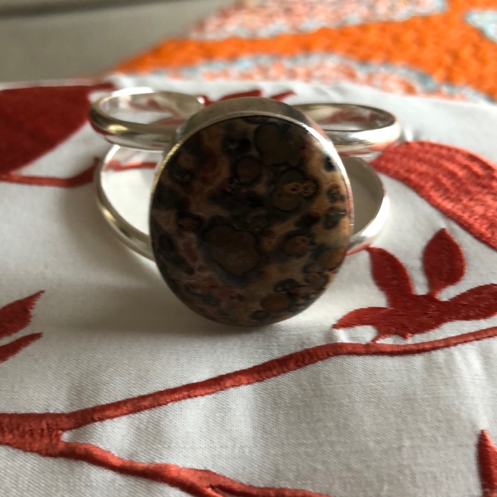 Sterling silver cuff bracelet with Stone